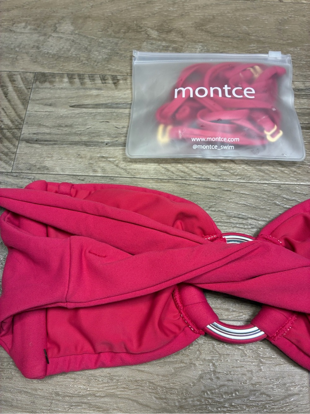 Montce Tori Ties Raspberry Bandeau Bikini Top - Picture 6 of 12